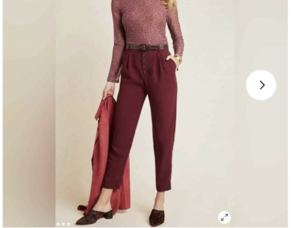 Anthropologie Sasha Pants Red Wine Burgundy Tapered Pleated Trousers Size 16 New